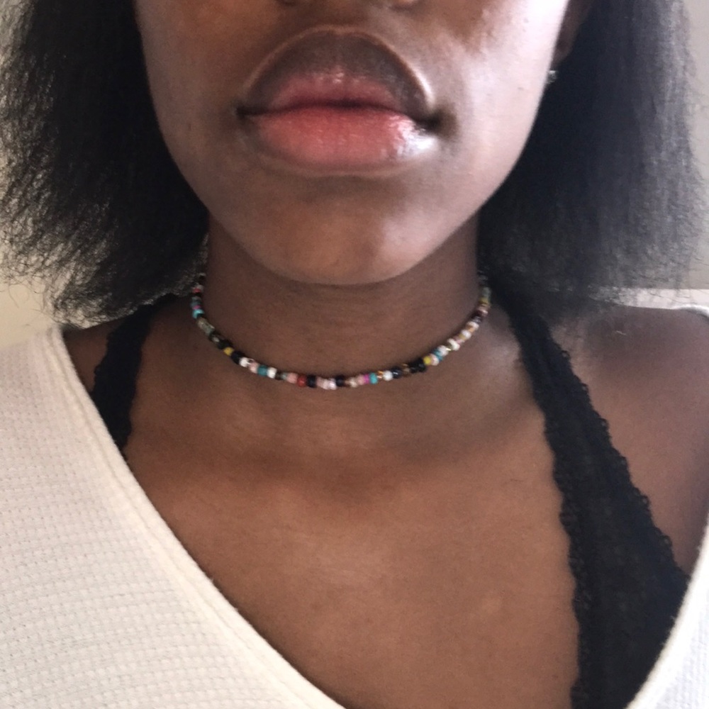 Multi colored beaded choker
